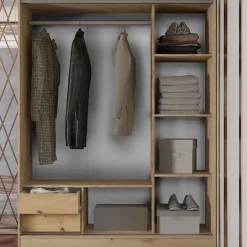 Garnero Arredamenti Armadio Ante A Specchio|Armadio Ante Scorrevoli-Armadio 150x191h cm scorrevole con specchio Collodi Rovere Rustico