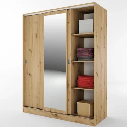 Garnero Arredamenti Armadio Ante A Specchio|Armadio Ante Scorrevoli-Armadio 150x191h cm scorrevole con specchio Collodi Rovere Rustico