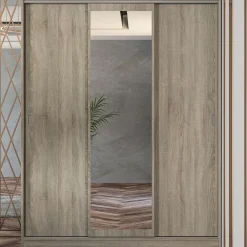 Garnero Arredamenti Armadio Ante A Specchio|Armadio Ante Scorrevoli-Armadio 150x191h cm scorrevole con specchio sonoma Collodi Rovere