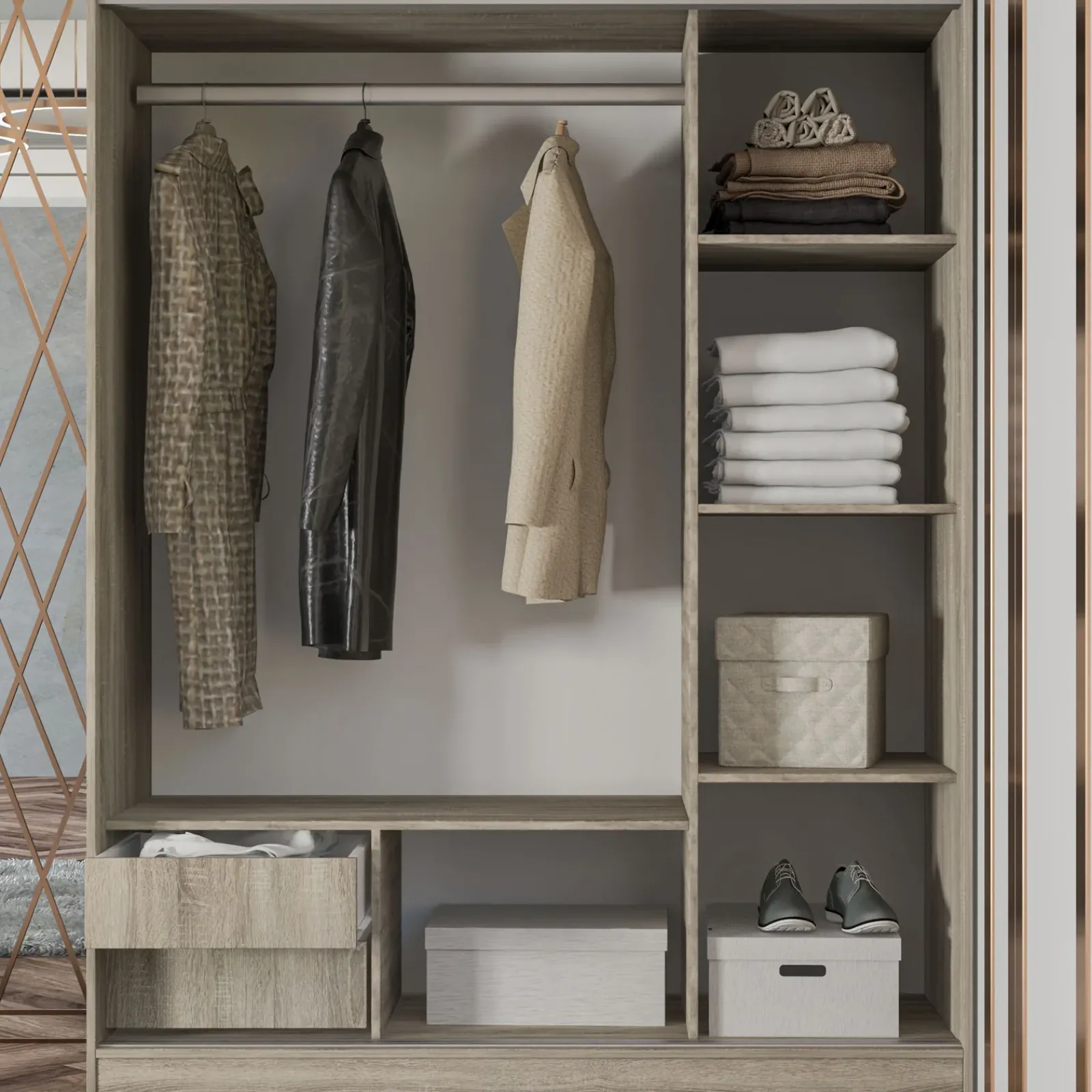 Garnero Arredamenti Armadio Ante A Specchio|Armadio Ante Scorrevoli-Armadio 150x191h cm scorrevole con specchio sonoma Collodi Rovere