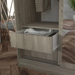 Garnero Arredamenti Armadio Ante A Specchio|Armadio Ante Scorrevoli-Armadio 150x191h cm scorrevole con specchio sonoma Collodi Rovere