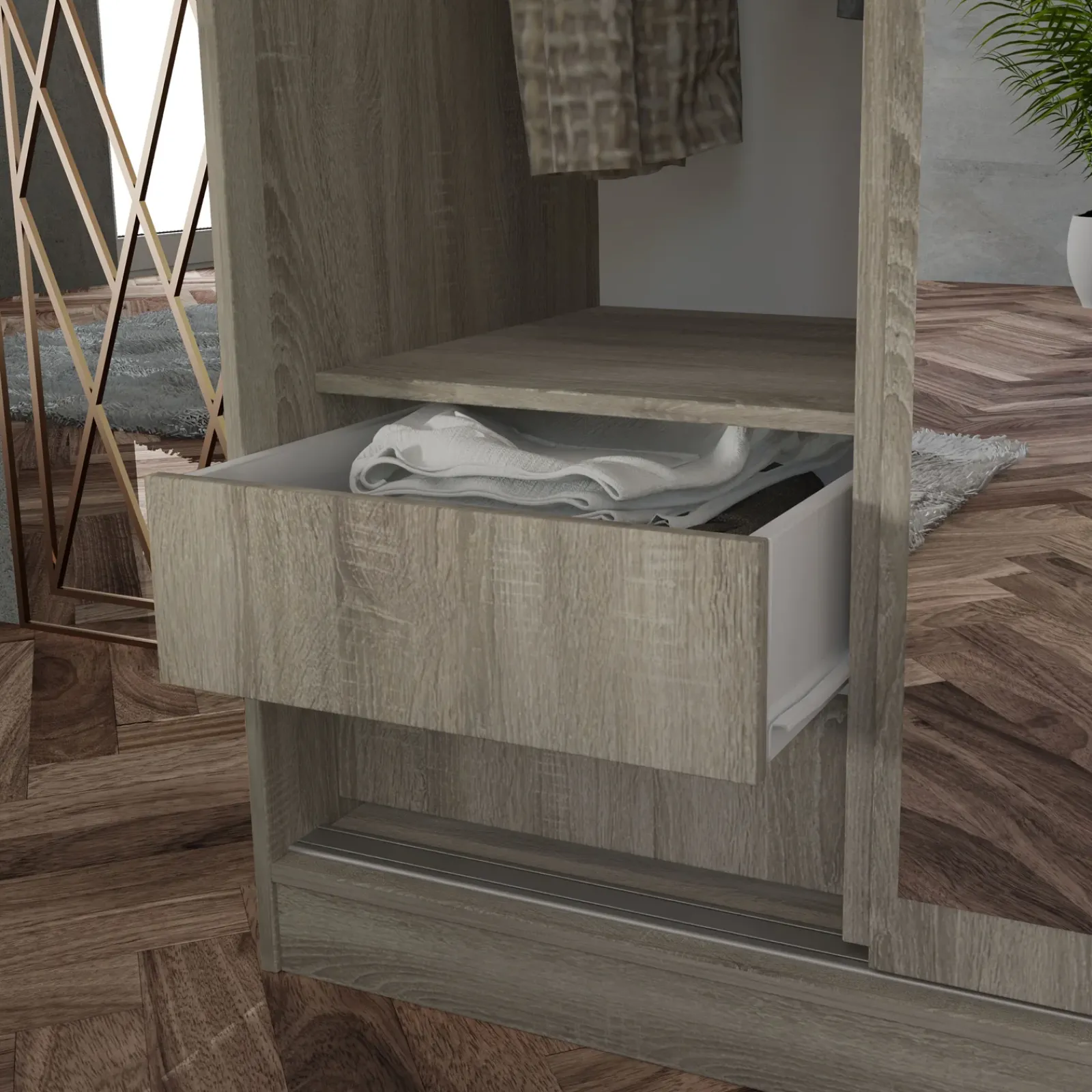 Garnero Arredamenti Armadio Ante A Specchio|Armadio Ante Scorrevoli-Armadio 150x191h cm scorrevole con specchio sonoma Collodi Rovere