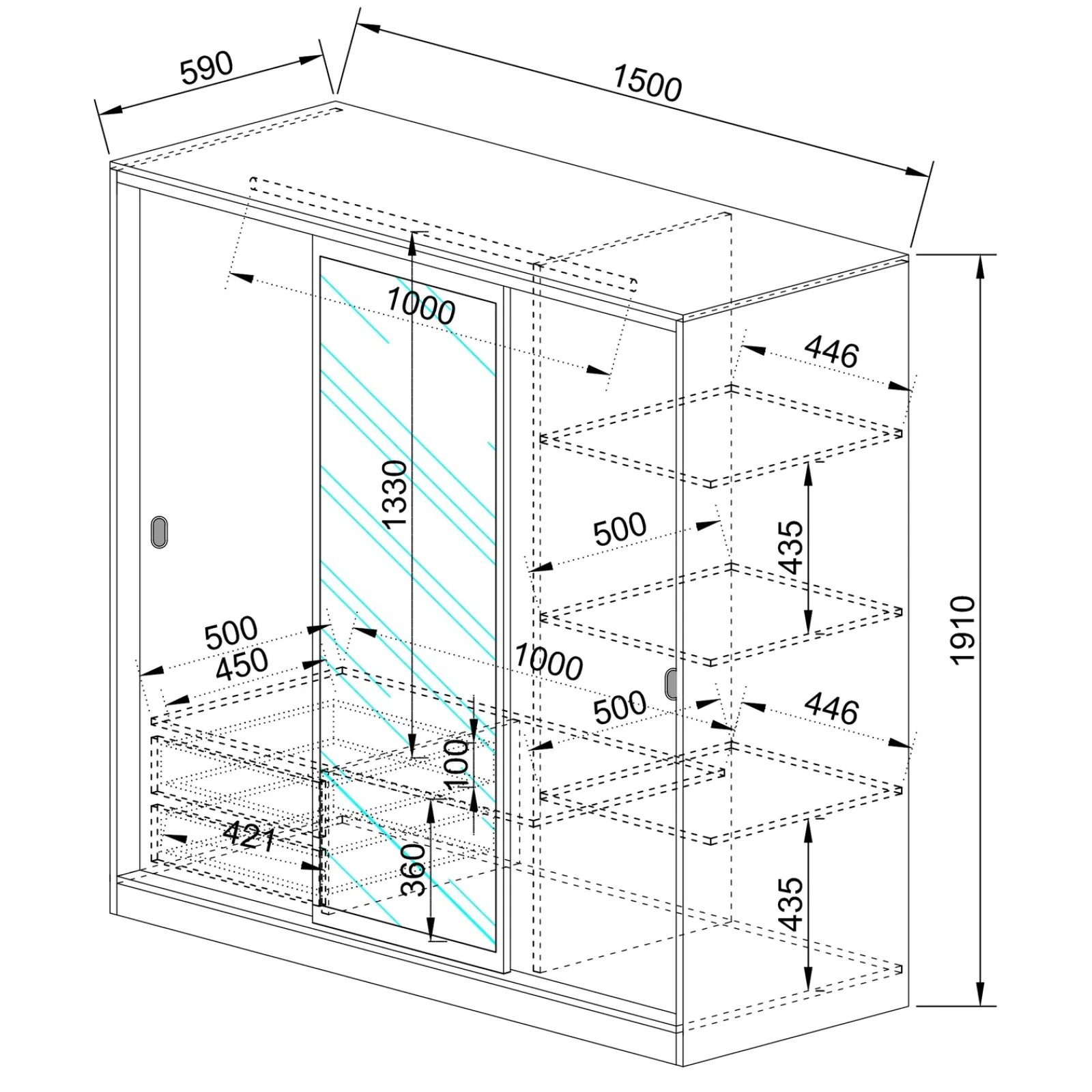 Garnero Arredamenti Armadio Ante A Specchio|Armadio Ante Scorrevoli-Armadio 150x191h cm scorrevole con specchio sonoma Collodi Rovere