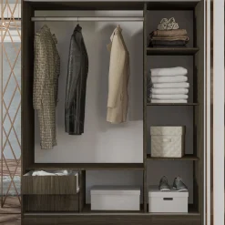 Garnero Arredamenti Armadio Ante A Specchio|Armadio Ante Scorrevoli-Armadio 150x191h cm scorrevole con specchio Collodi Noce