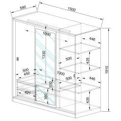 Garnero Arredamenti Armadio Ante A Specchio|Armadio Ante Scorrevoli-Armadio 150x191h cm scorrevole con specchio Collodi Noce