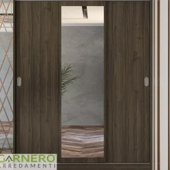 Garnero Arredamenti Armadio Ante A Specchio|Armadio Ante Scorrevoli-Armadio 150x191h cm scorrevole con specchio Collodi Noce