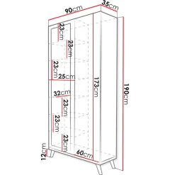 Garnero Arredamenti Armadi E Madie Ingresso|Armadi Soggiorno-Armadio 90x190h cm soggiorno 2 ante con specchio bianco rovere Clea