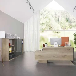 Garnero Arredamenti Arredo Ufficio Completo-Arredo ufficio completo moderno rovere antracite lucido Time 7