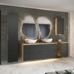 Garnero Arredamenti Pensili Per Bagno-Base bagno sospesa 30x60h cm 1 anta nero rovere Swim Nero - Rovere