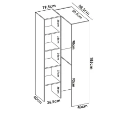 Garnero Arredamenti Cabine Armadio-Cabina armadio angolare 226x186h cm 3 scomparti con appendiabiti bianco Soler
