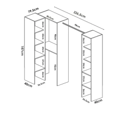 Garnero Arredamenti Cabine Armadio-Cabina armadio angolare 226x186h cm 3 scomparti con appendiabiti bianco Soler
