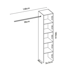 Garnero Arredamenti Cabine Armadio-Cabina armadio angolare 226x186h cm 3 scomparti con appendiabiti bianco Soler