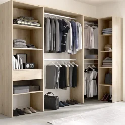 Garnero Arredamenti Cabine Armadio-Cabina armadio angolare 248x187h cm 4 scomparti noce Rincon Rovere