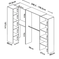 Garnero Arredamenti Cabine Armadio-Cabina armadio angolare 248x187h cm 4 scomparti noce Rincon Rovere