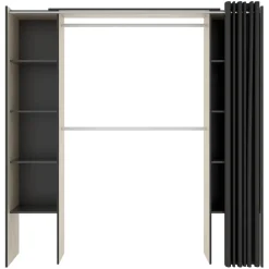 Garnero Arredamenti Cabine Armadio-Cabina armadio estensibile 180x205h cm design aperto con tenda rovere grafite Vivid