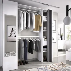 Garnero Arredamenti Cabine Armadio-Cabina armadio 177x205h cm 1 anta con specchio moderno bianco grigio Gonzalo