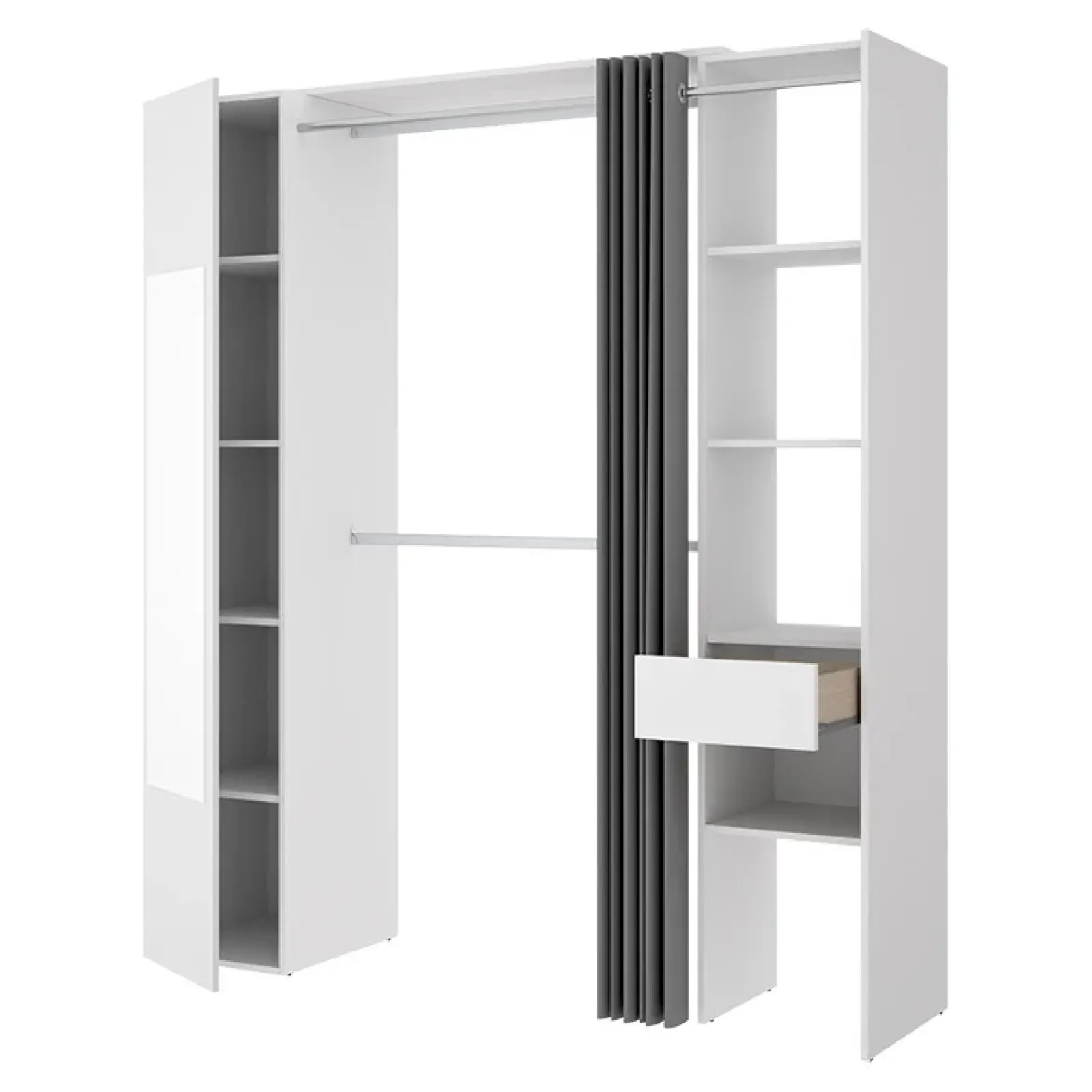 Garnero Arredamenti Cabine Armadio-Cabina armadio 177x205h cm 1 anta con specchio moderno bianco grigio Gonzalo