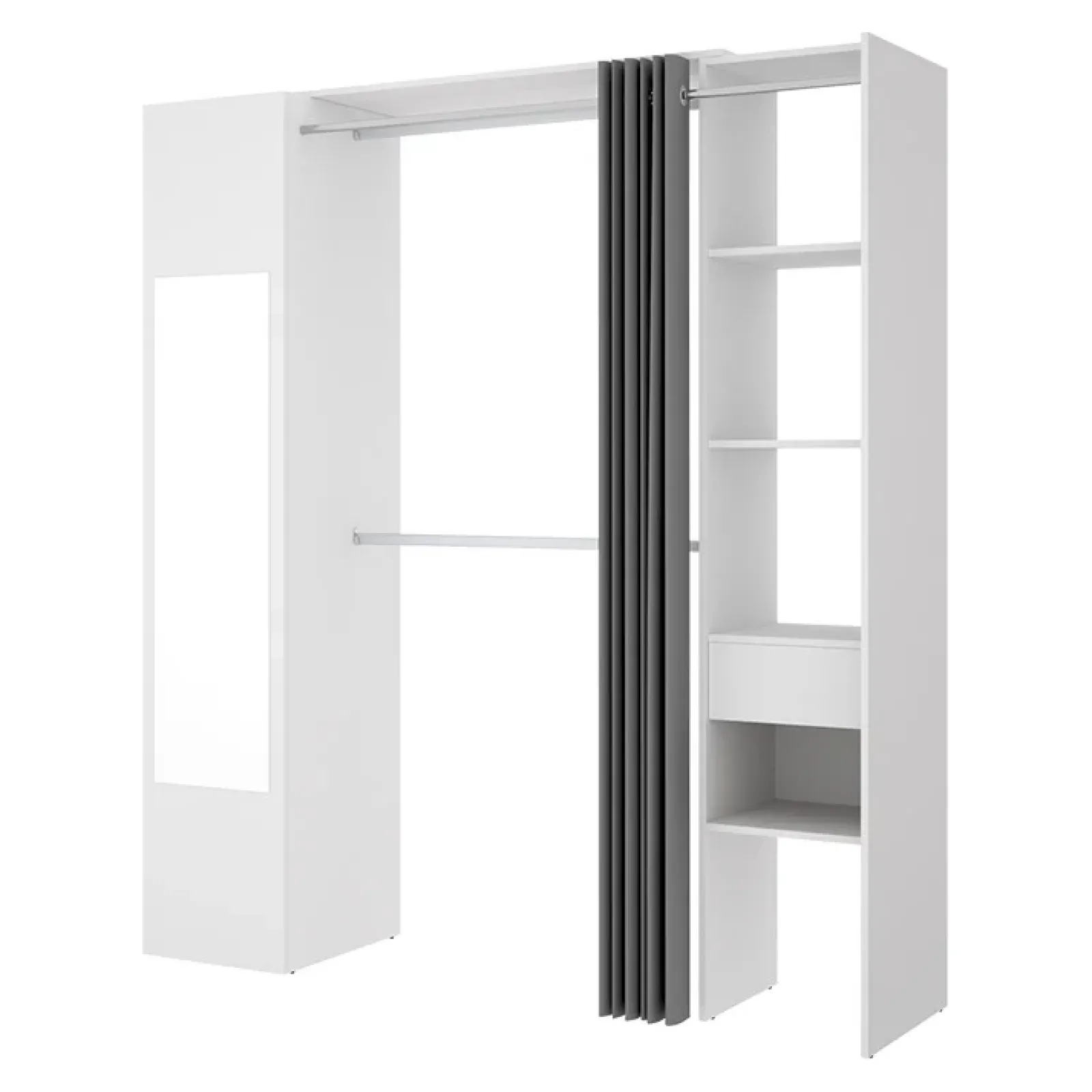 Garnero Arredamenti Cabine Armadio-Cabina armadio 177x205h cm 1 anta con specchio moderno bianco grigio Gonzalo