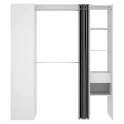 Garnero Arredamenti Cabine Armadio-Cabina armadio 177x205h cm 1 anta con specchio moderno bianco grigio Gonzalo