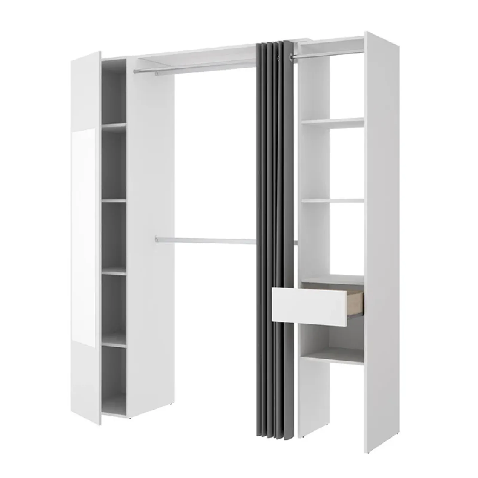Garnero Arredamenti Cabine Armadio-Cabina armadio 177x205h cm 1 anta con specchio moderno bianco grigio Gonzalo