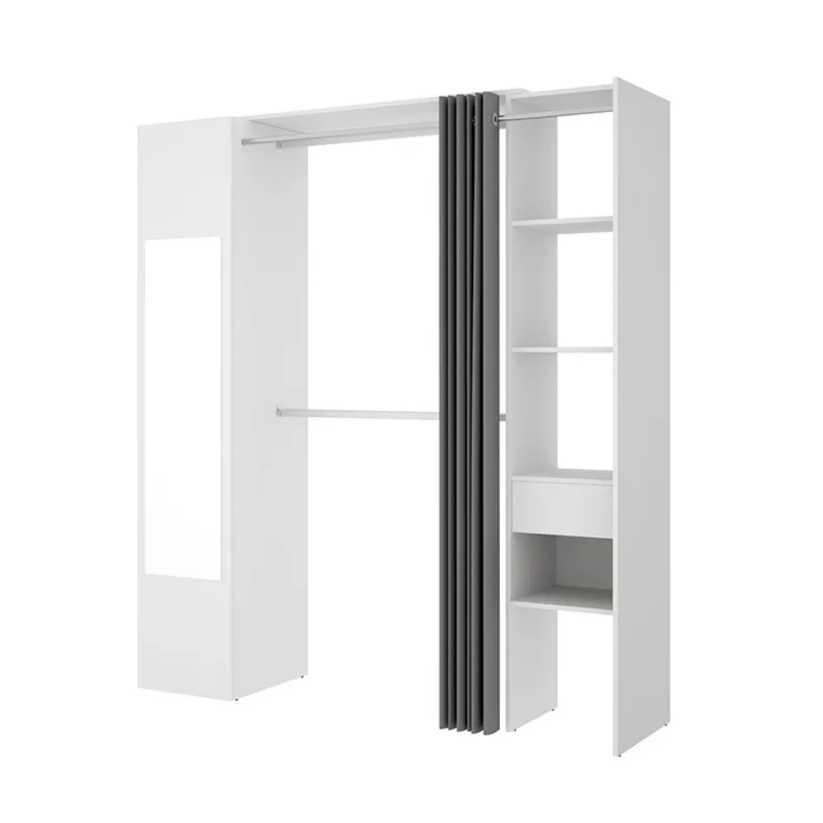 Garnero Arredamenti Cabine Armadio-Cabina armadio 177x205h cm 1 anta con specchio moderno bianco grigio Gonzalo