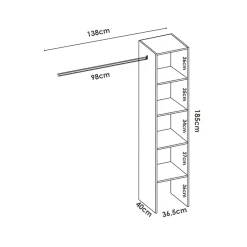Garnero Arredamenti Cabine Armadio-Cabina armadio 138x185h cm 4 ripiani con appendiabiti rovere noce Fernando Rovere Rustico