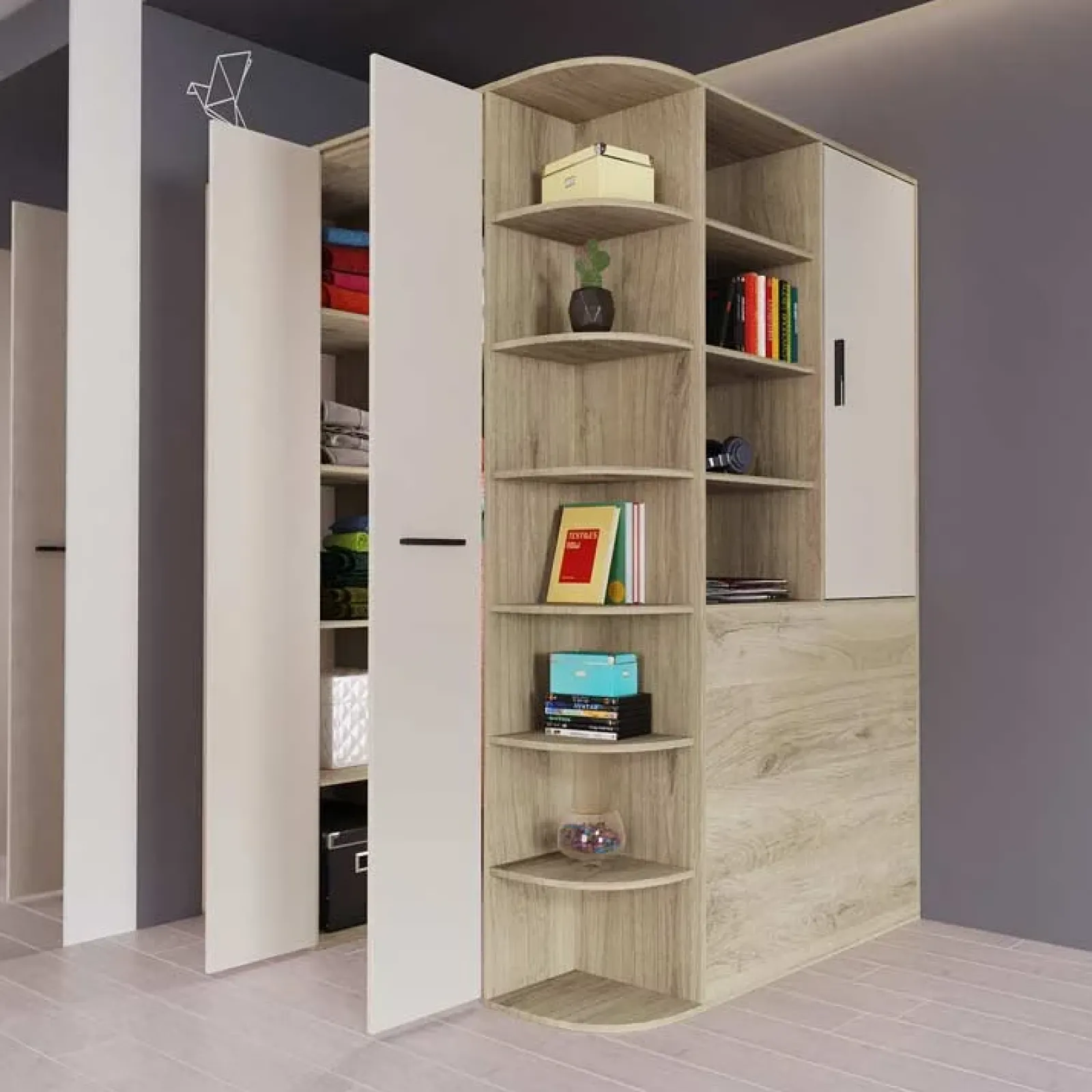 Garnero Arredamenti Cabine Armadio-Cabina armadio 148x199h cm ad angolo rovere champagne beige Fabio Gihome®