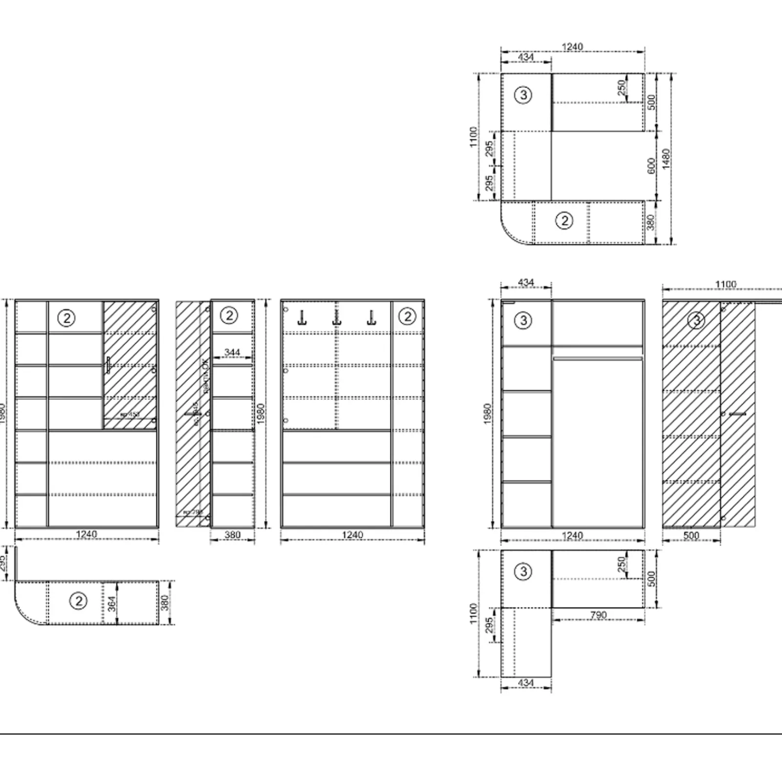 Garnero Arredamenti Cabine Armadio-Cabina armadio 148x199h cm ad angolo rovere champagne beige Fabio Gihome®
