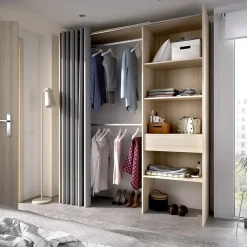 Garnero Arredamenti Cabine Armadio-Cabina armadio 160x205h cm allungabile moderno aperto con tenda noce Gover Rovere