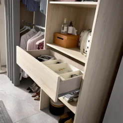 Garnero Arredamenti Cabine Armadio-Cabina armadio 160x205h cm allungabile moderno aperto con tenda noce Gover Rovere