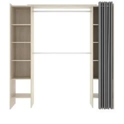 Garnero Arredamenti Cabine Armadio-Cabina armadio 160x205h cm allungabile moderno aperto con tenda noce Gover Rovere