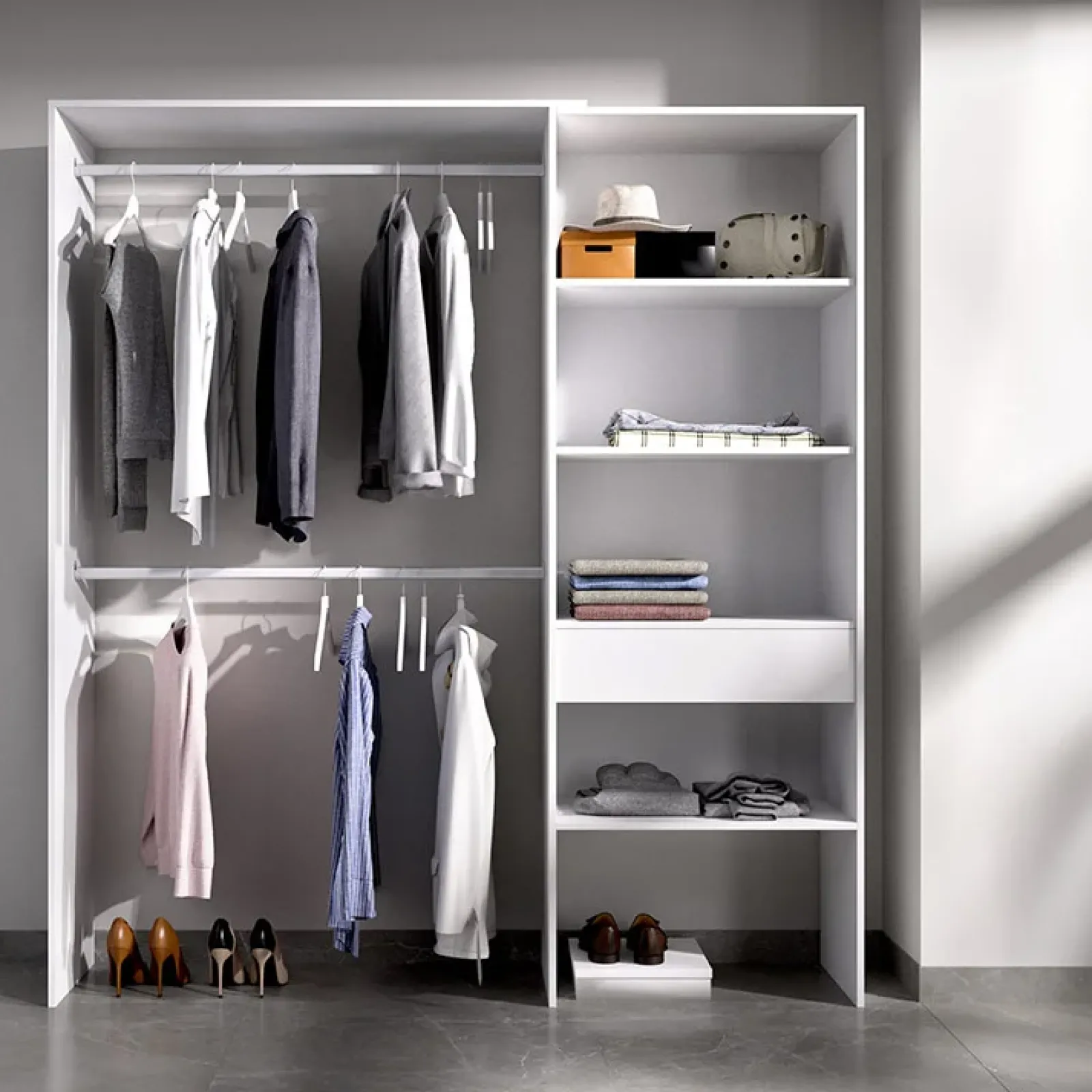 Garnero Arredamenti Cabine Armadio-Cabina armadio 160x187h cm allungabile moderno aperto bianco Mobik Bianco Opaco