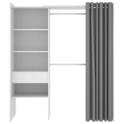 Garnero Arredamenti Cabine Armadio-Cabina armadio 160x205h cm allungabile moderno aperto con tenda bianco Gover Bianco Opaco
