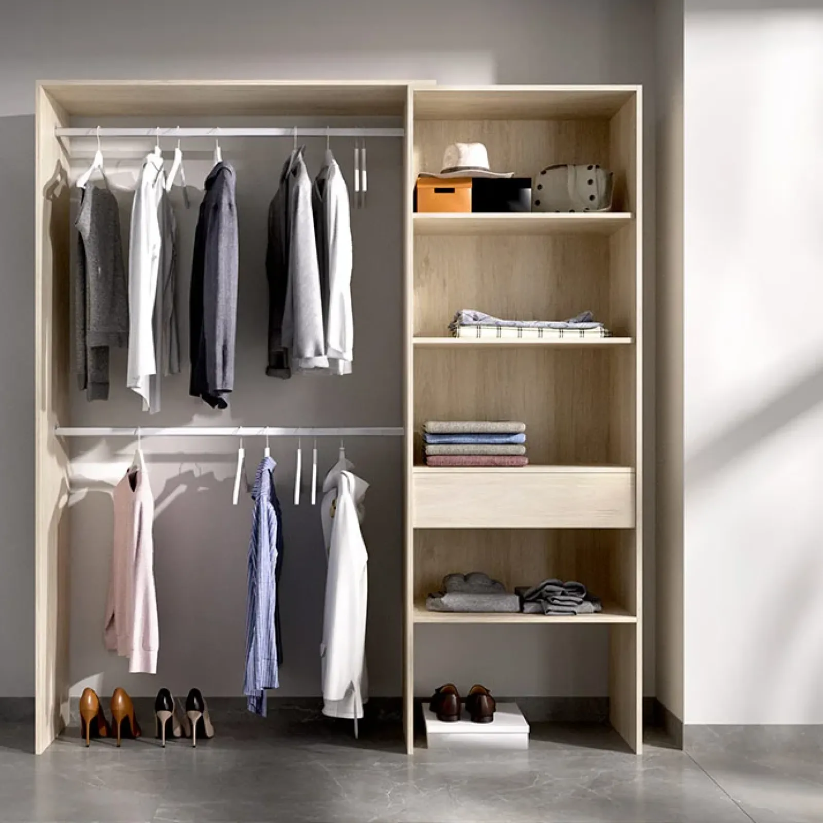 Garnero Arredamenti Cabine Armadio-Cabina armadio 160x187h cm allungabile moderno aperto Mobik Rovere