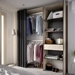 Garnero Arredamenti Cabine Armadio-Cabina armadio 160x205h cm allungabile moderno con tenda rovere grafite Gover Rovere - Antracite