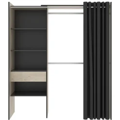 Garnero Arredamenti Cabine Armadio-Cabina armadio 160x205h cm allungabile moderno con tenda rovere grafite Gover Rovere - Antracite
