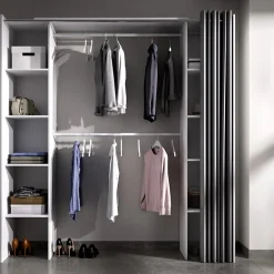 Garnero Arredamenti Cabine Armadio-Cabina armadio 180x205h cm allungabile moderno aperto con tenda bianco Simpli Bianco Opaco