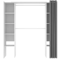 Garnero Arredamenti Cabine Armadio-Cabina armadio 180x205h cm allungabile moderno aperto con tenda bianco Simpli Bianco Opaco