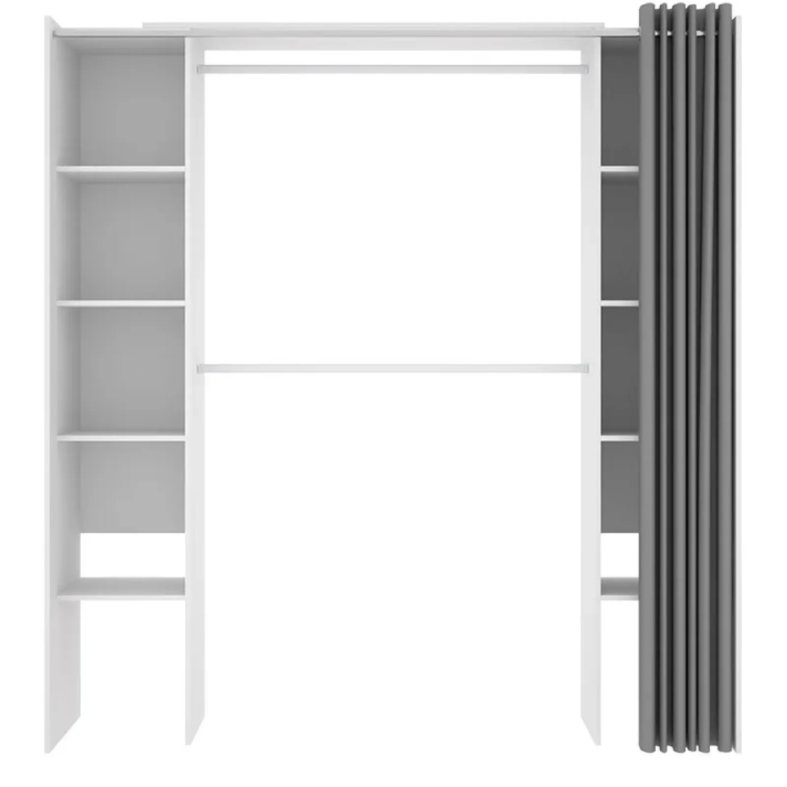 Garnero Arredamenti Cabine Armadio-Cabina armadio 180x205h cm allungabile moderno aperto con tenda bianco Simpli Bianco Opaco