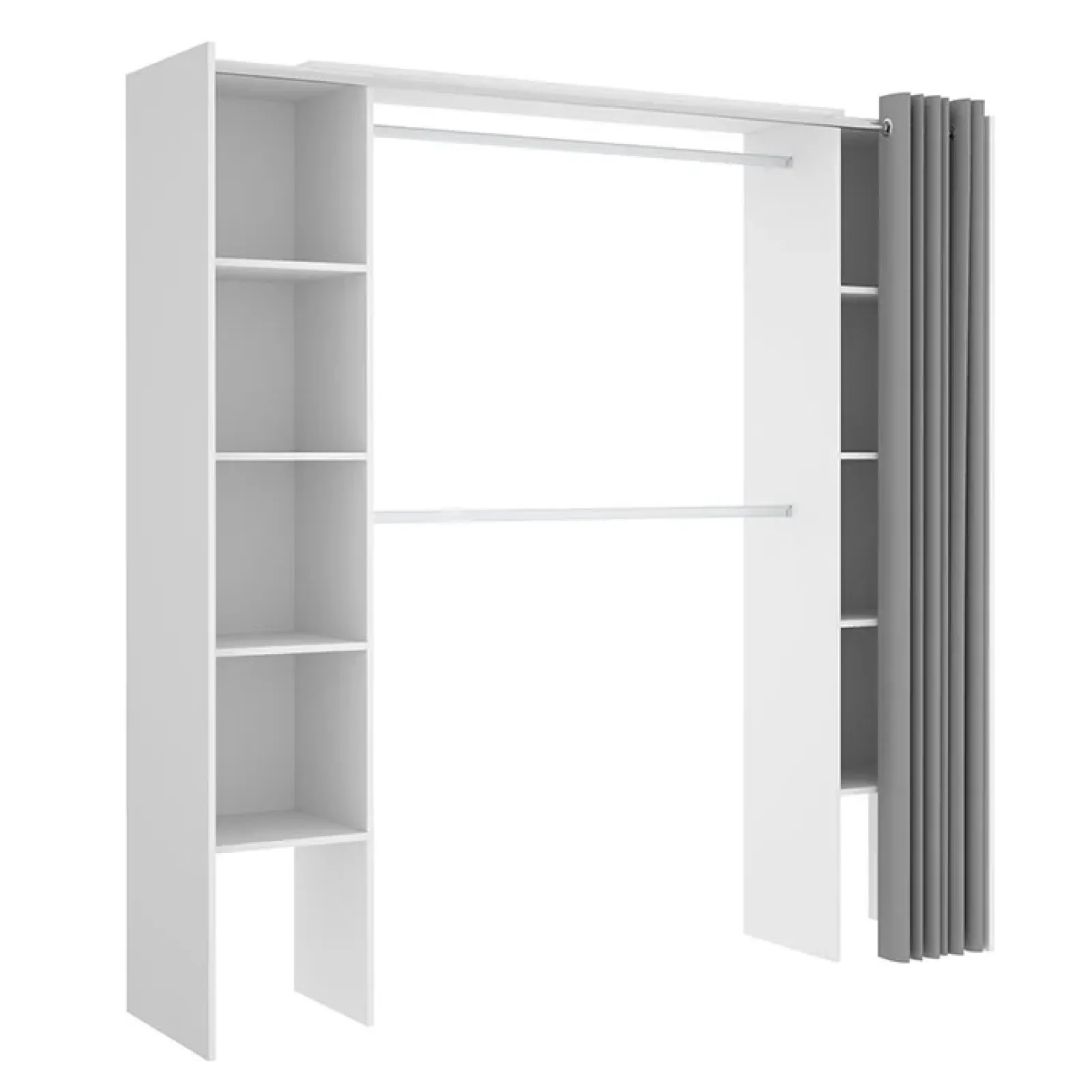 Garnero Arredamenti Cabine Armadio-Cabina armadio 180x205h cm allungabile moderno aperto con tenda bianco Simpli Bianco Opaco