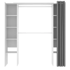 Garnero Arredamenti Cabine Armadio-Cabina armadio 180x205h cm allungabile moderno aperto con tenda bianco Simpli Bianco Opaco