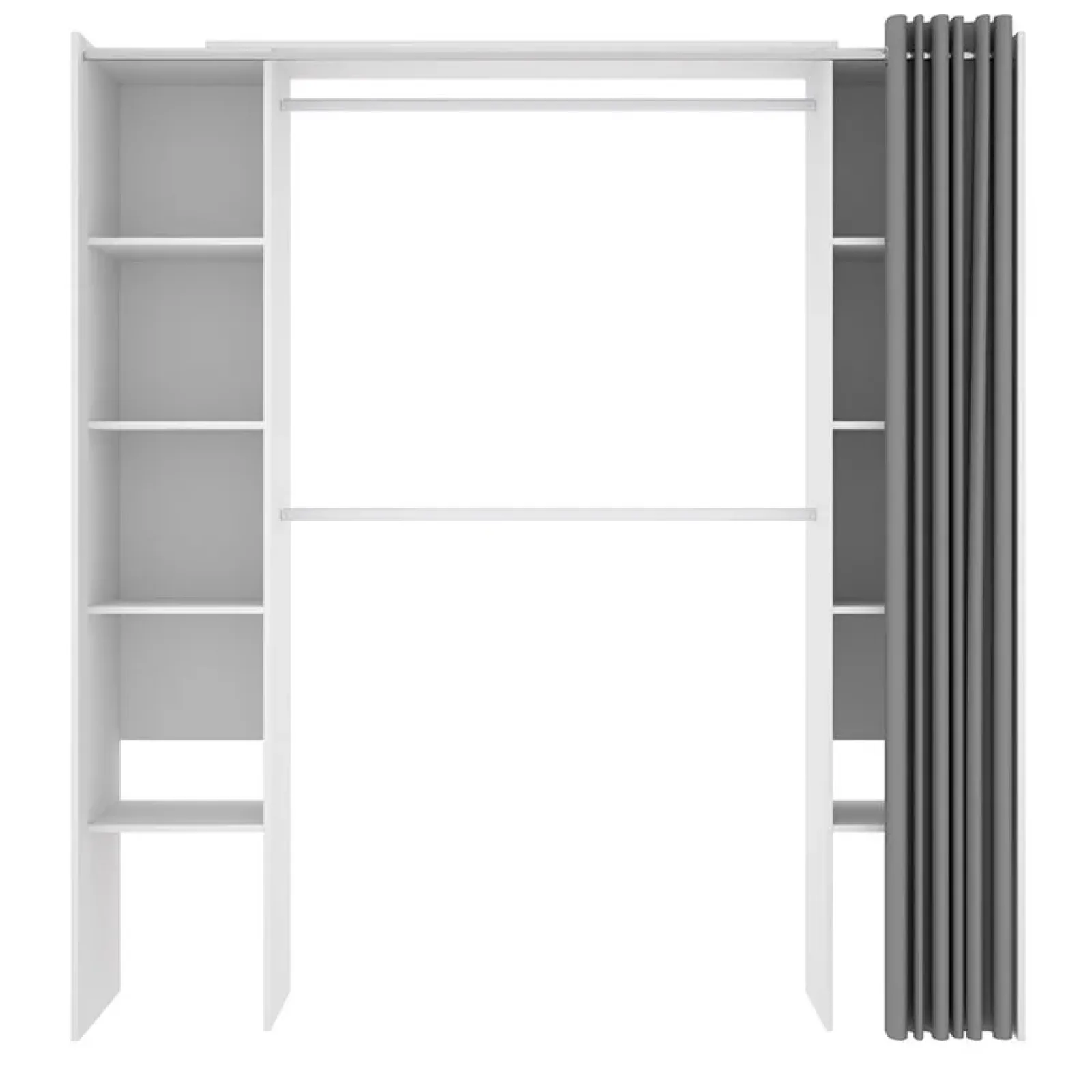 Garnero Arredamenti Cabine Armadio-Cabina armadio 180x205h cm allungabile moderno aperto con tenda bianco Simpli Bianco Opaco