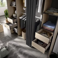 Garnero Arredamenti Cabine Armadio-Cabina armadio 179x205h cm con cassetti moderno aperto rovere e grafite Loder