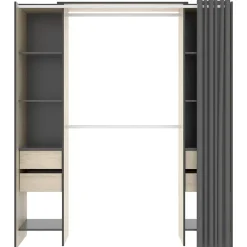 Garnero Arredamenti Cabine Armadio-Cabina armadio 179x205h cm con cassetti moderno aperto rovere e grafite Loder