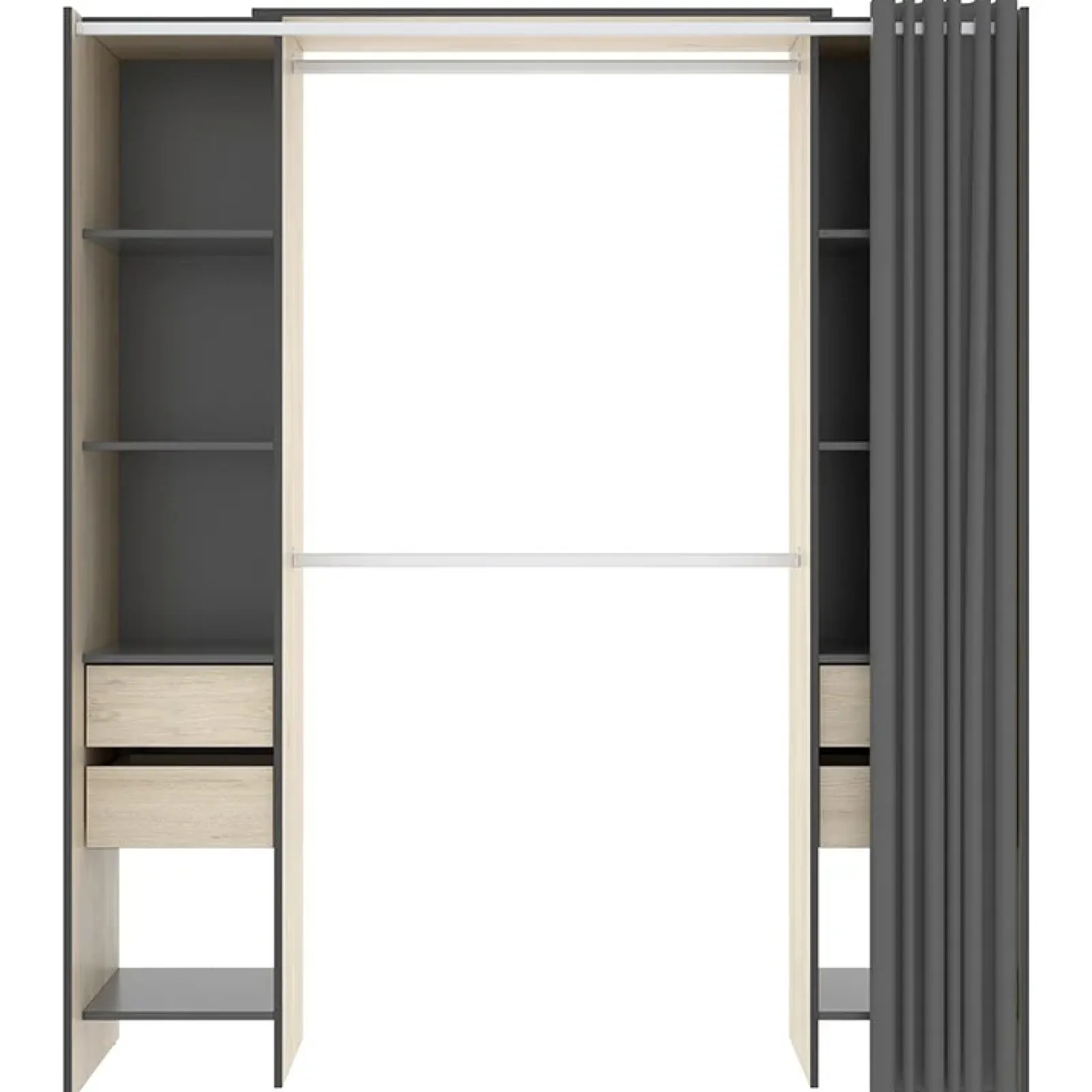 Garnero Arredamenti Cabine Armadio-Cabina armadio 179x205h cm con cassetti moderno aperto rovere e grafite Loder