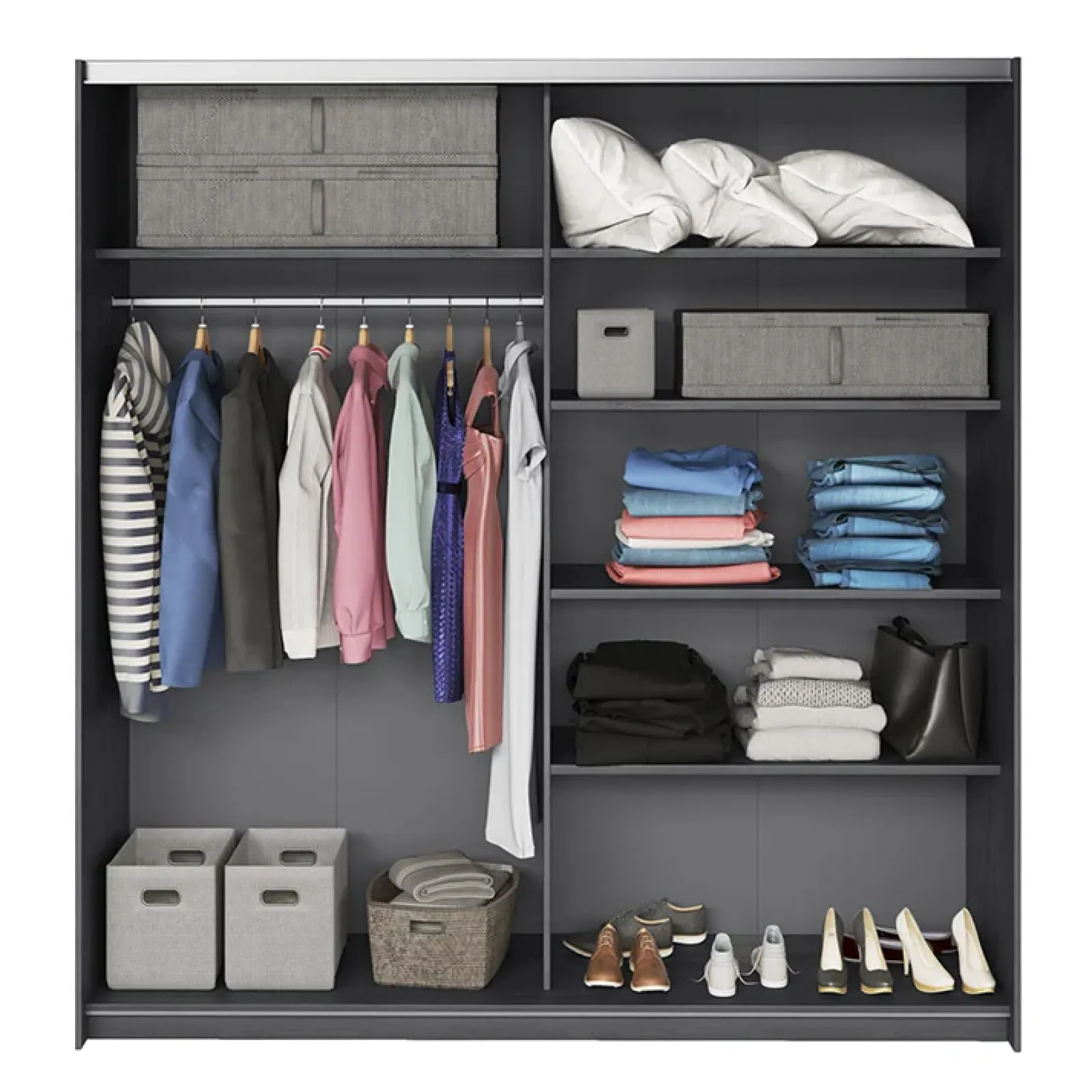 Garnero Arredamenti Camere Da Letto Complete|Camera Da Letto Completa-Camera completa con 2 comodini e armadio Cortina Gihome® Ossido