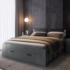 Garnero Arredamenti Camere Da Letto Complete|Camera Da Letto Completa-Camera completa con 2 comodini e armadio Cortina Gihome® Ossido