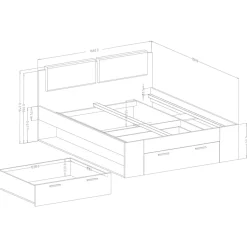 Garnero Arredamenti Camere Da Letto Complete|Camera Da Letto Completa-Camera completa con letto matrimoniale 160x200cm pino bianco beige Cortina Bianco Frassinato