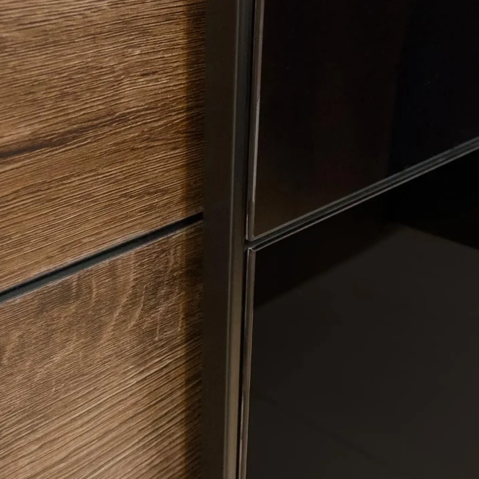 Garnero Arredamenti Camere Da Letto Complete|Camera Da Letto Completa-Camera completa con letto matrimoniale 160x200cm rovere scuro nero lucido Cortina Gihome® Nero Lucido - Wengè