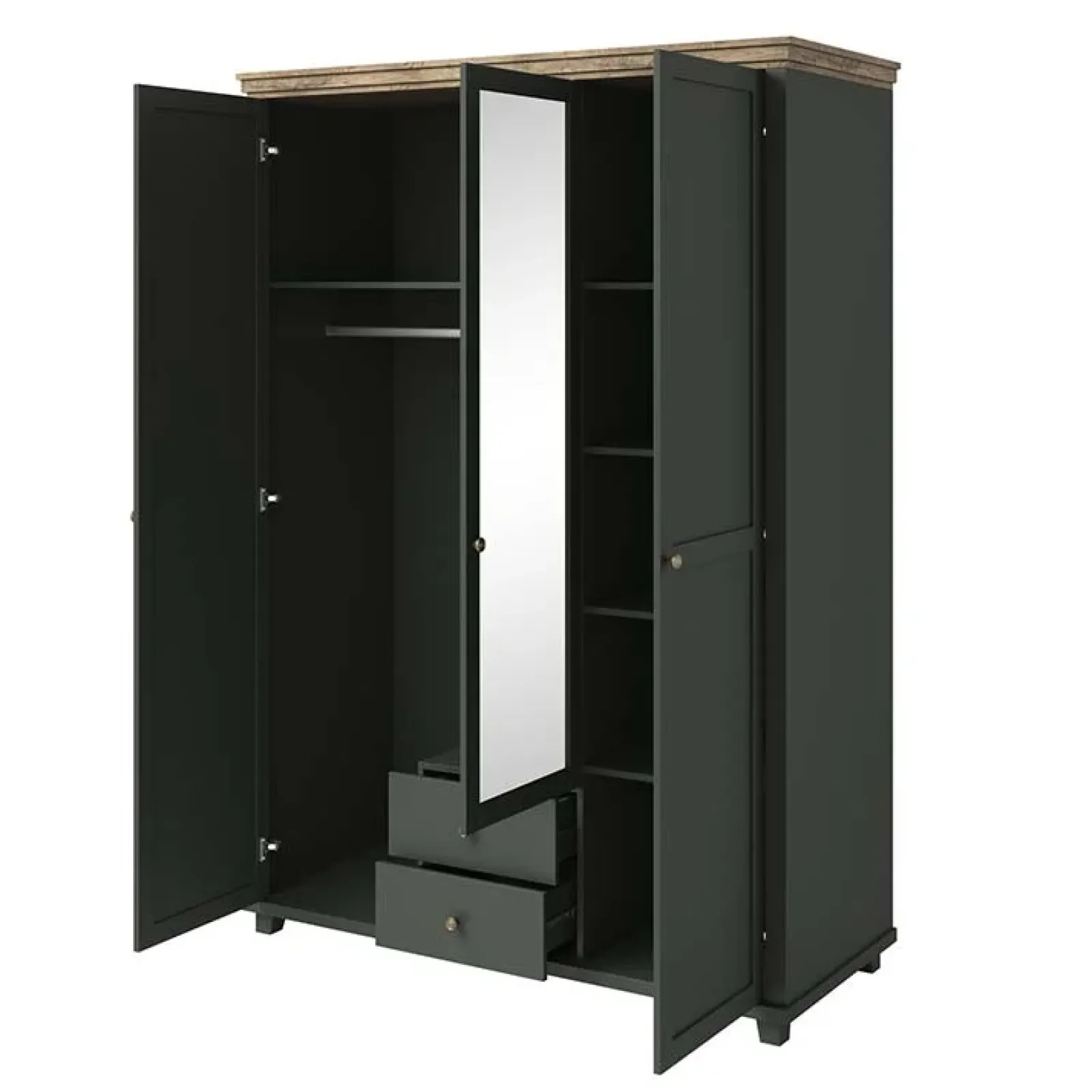 Garnero Arredamenti Camere Da Letto Complete|Camera Da Letto Completa-Camera completa matrimoniale moderna verde quercia con specchio Texel